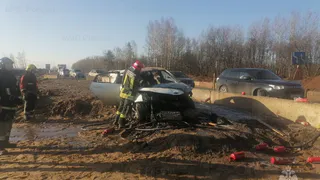 Под Владимиром в результате ДТП сгорела легковушка