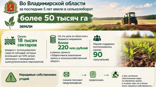 Во Владимирской области за 5 лет вернули в сельхозоборот более 50 тысяч гектаров земли