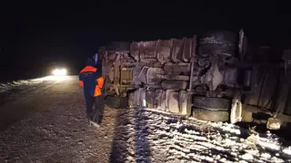 В Собинском районе случилось ДТП с переворотом фуры