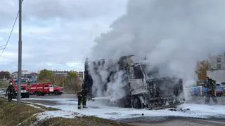 Во Владимире на Тракторной улице воспламенился мусоровоз